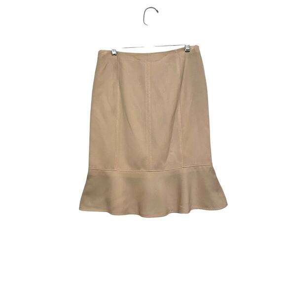 Vintage Valentino‎ Wool Tulip Skirt Size US Cream Ribbed Knee